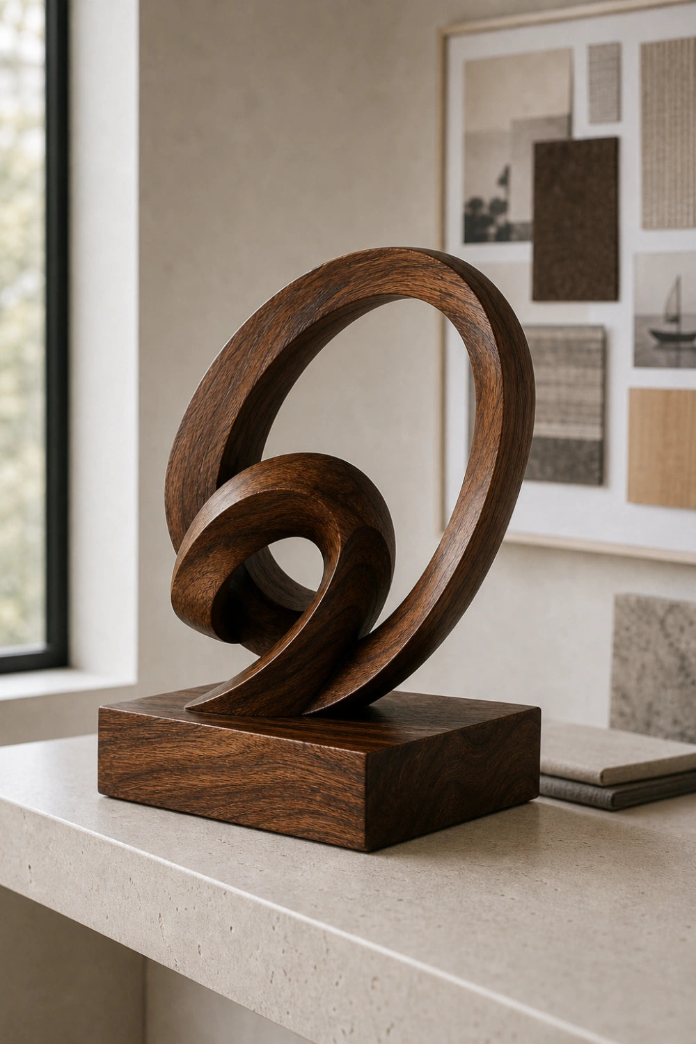 Original Hand Carved Wooden Art Sculpture With Natural Grain Finish For Home Accents