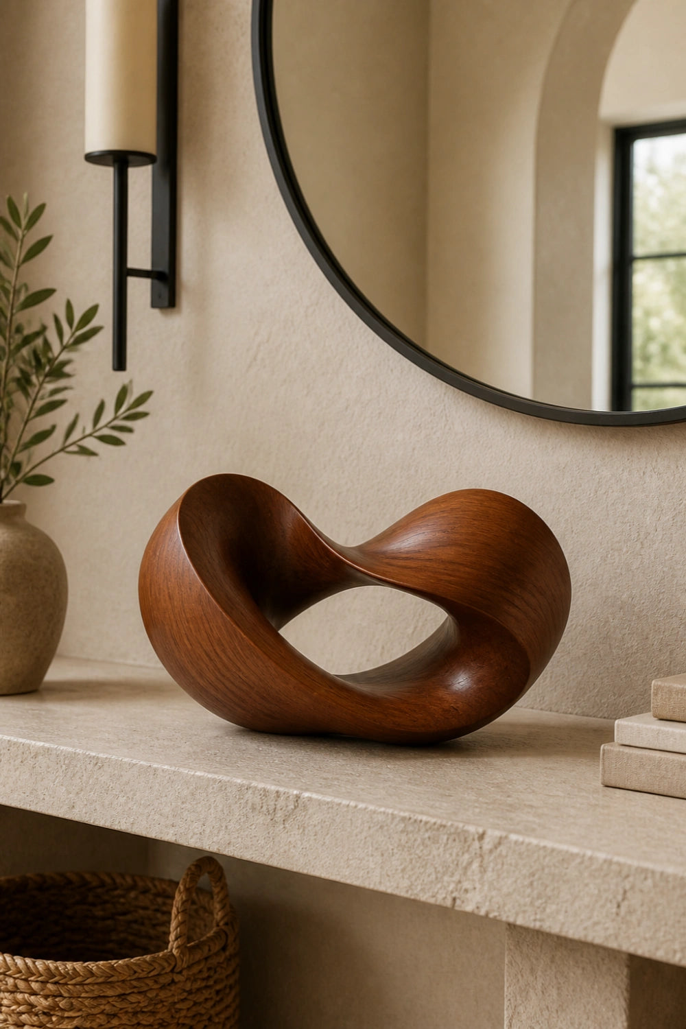 Endless Loop Wood Sculpture | Abstract Mobius Strip Decor | Sophisticated Gift
