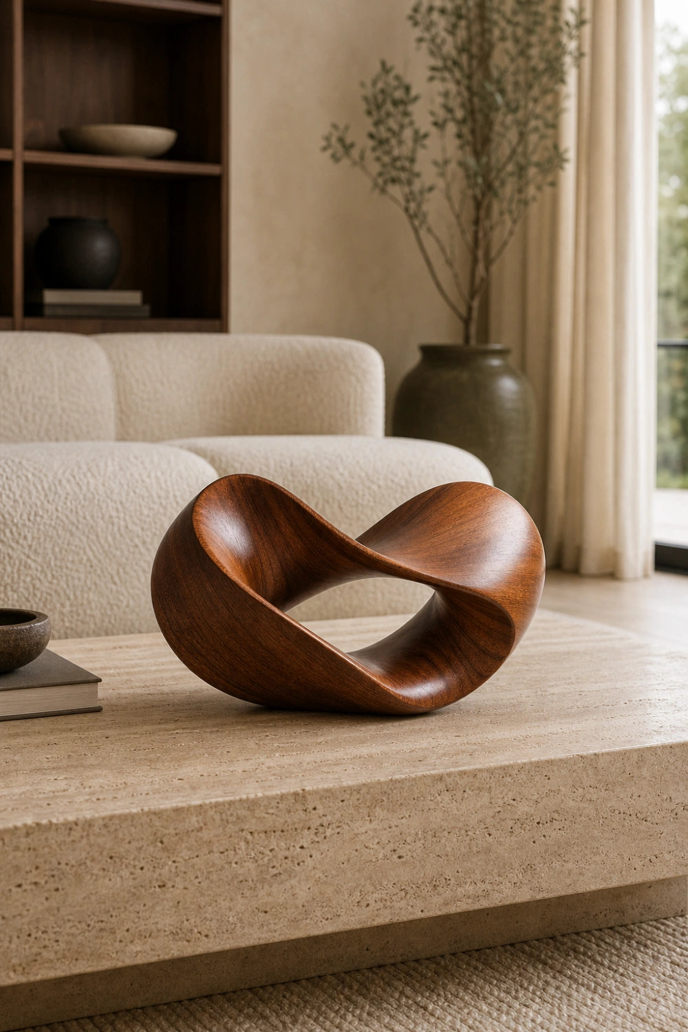 Endless Loop Wood Sculpture | Abstract Mobius Strip Decor | Sophisticated Gift