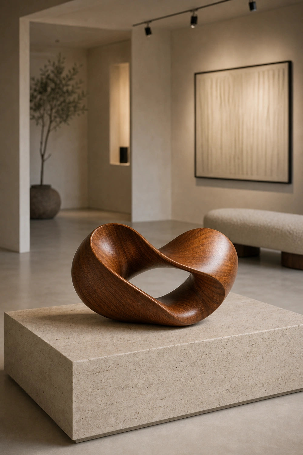 Endless Loop Wood Sculpture | Abstract Mobius Strip Decor | Sophisticated Gift