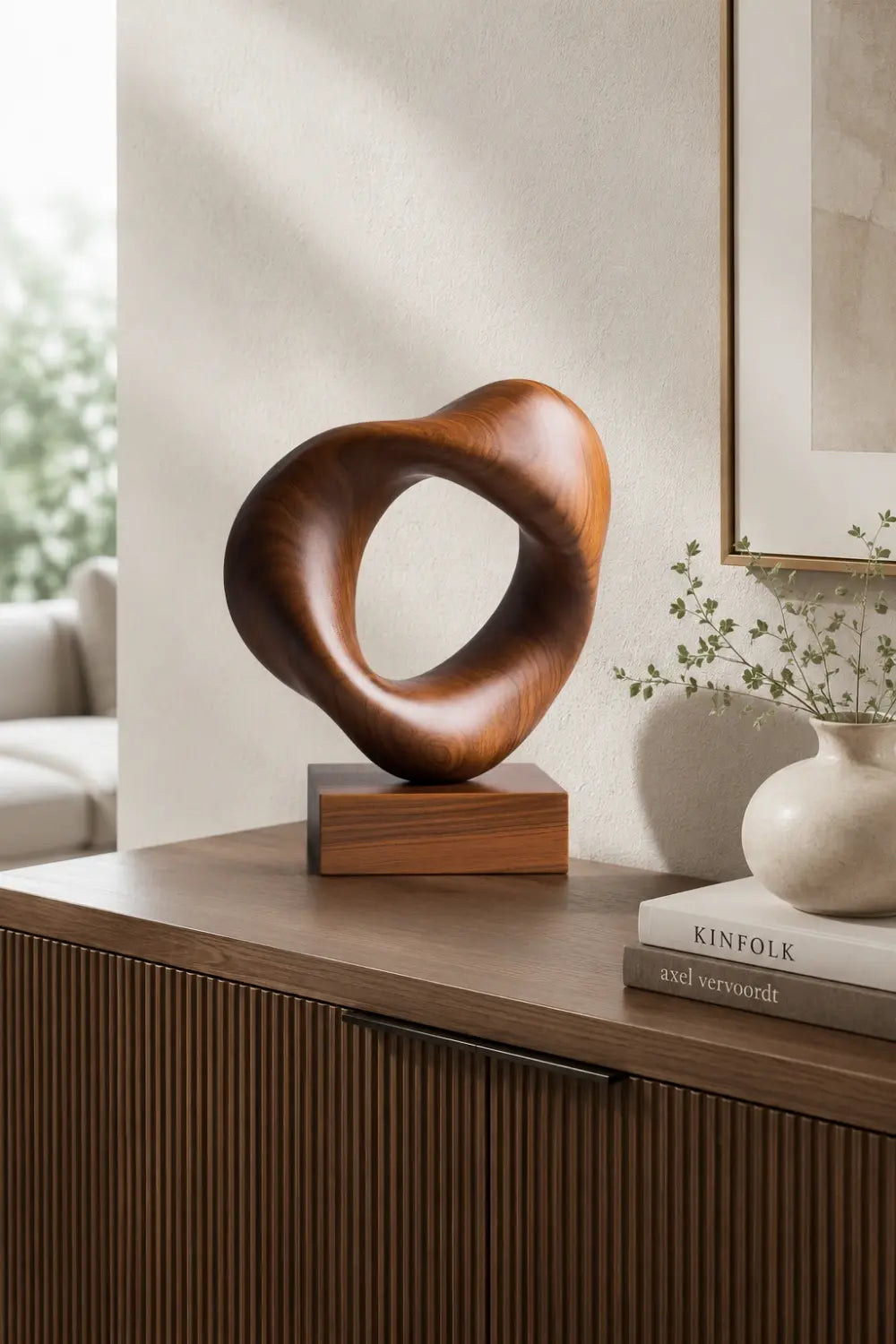 Biomorphic Wood Loop Sculpture | Organic Modern Home Accent