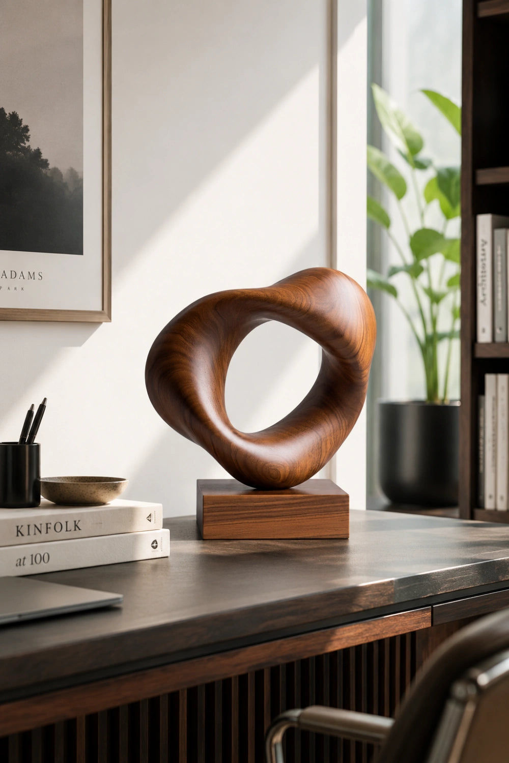 Biomorphic Wood Loop Sculpture | Organic Modern Home Accent