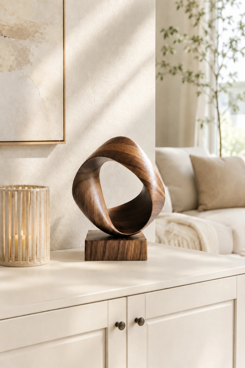 Modernist Twisted Ribbon Wood Sculpture | Curvilinear Abstract Decor | Distinguished Artisan Gift