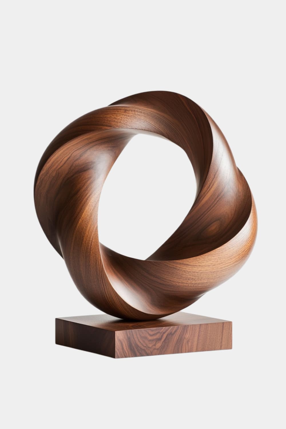 Twisted Torus Wood Sculpture | Contemporary Vortex Ring Decor | Sophisticated Gift