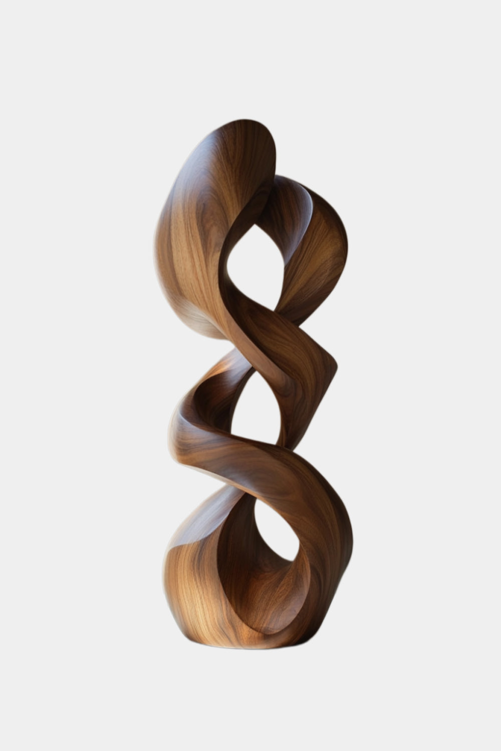 Interwoven Double Helix Wood Sculpture | Kinetic Modern Column Decor