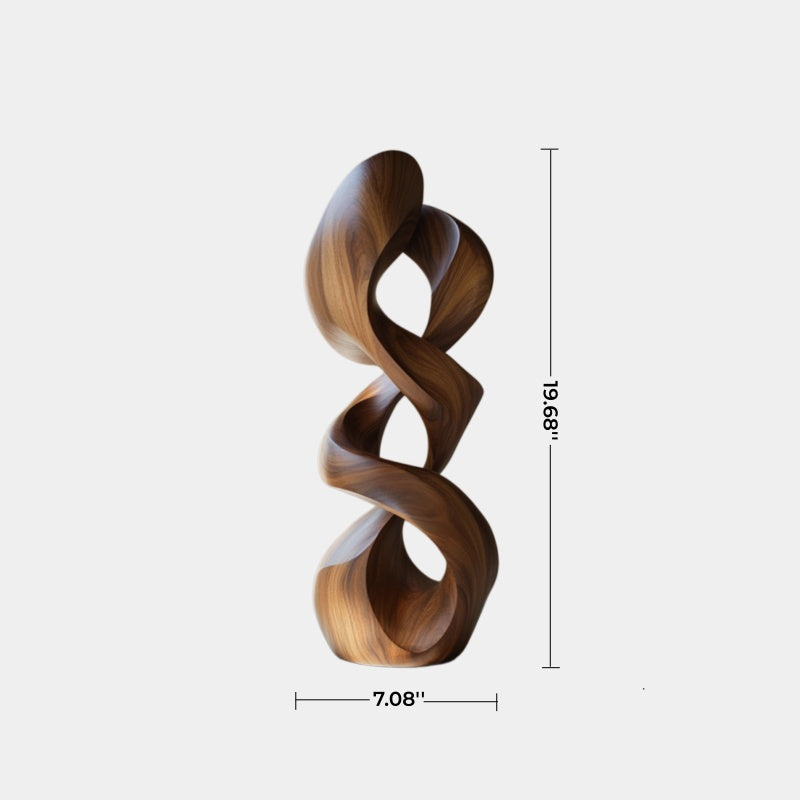 Interwoven Double Helix Wood Sculpture | Kinetic Modern Column Decor
