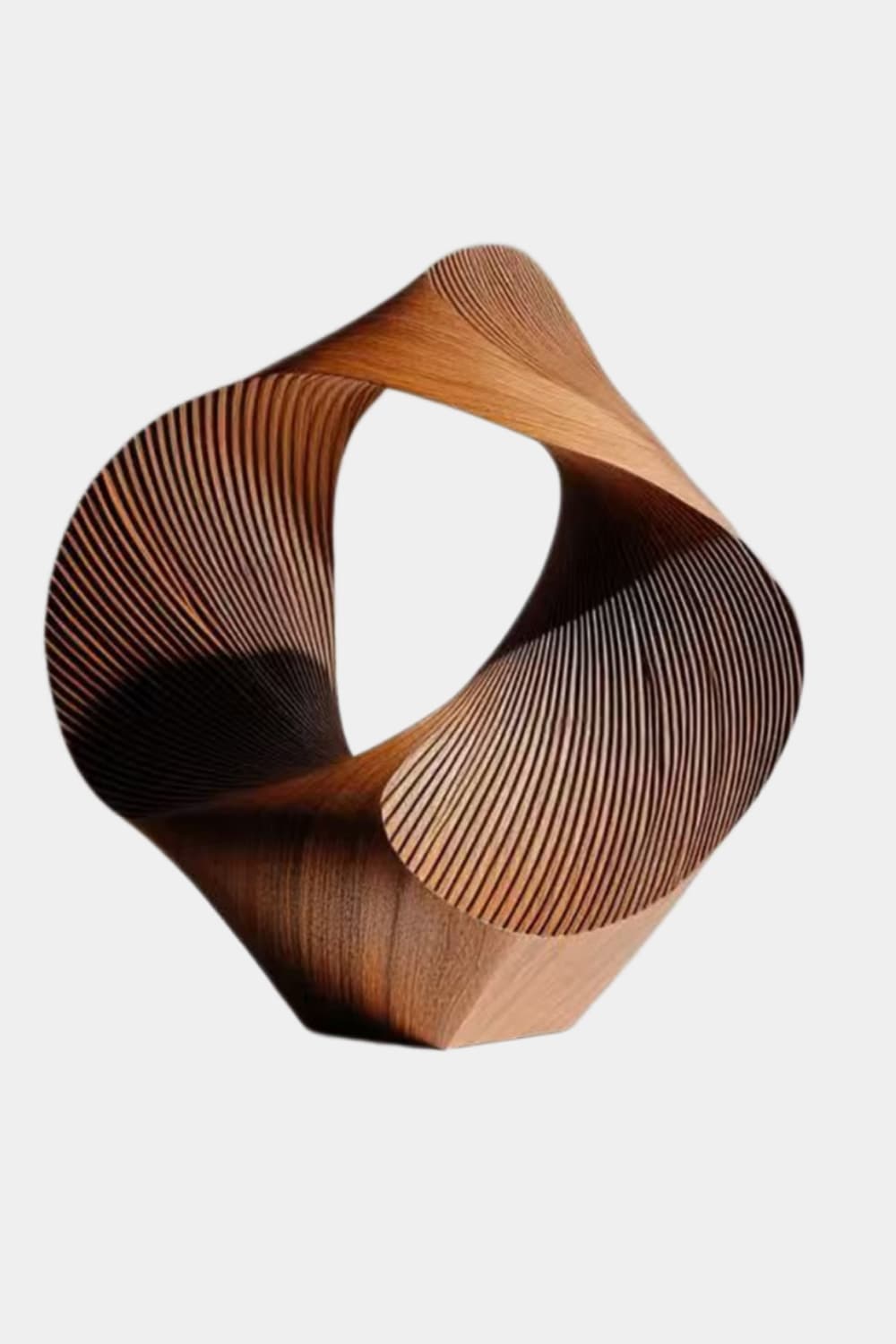 Abstract Wood Sculpture | Fluted Geometry Statue | Modern Tabletop Art