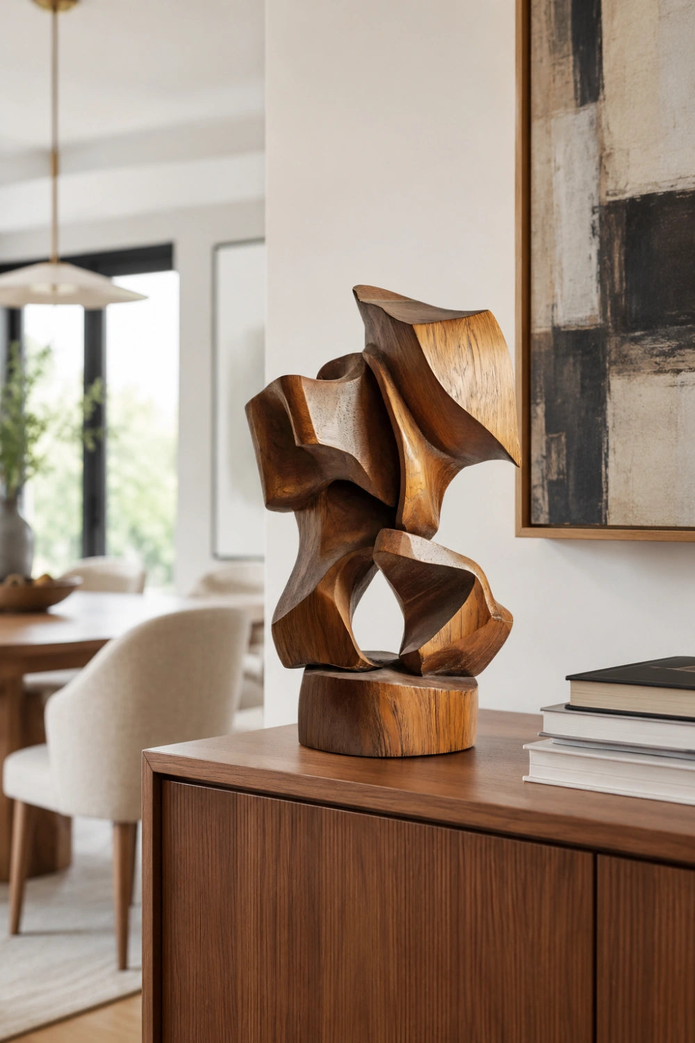 Modernist Abstract Wood Sculpture | Geometric Fine Art Object