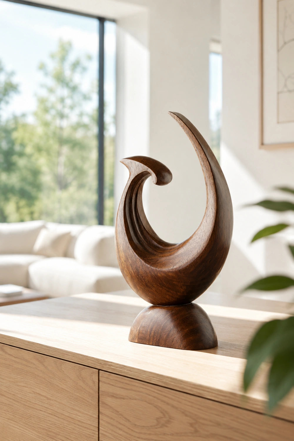 Carved Wood Hook Sculpture | Ocean Wave Statue | Meaningful Art Gift