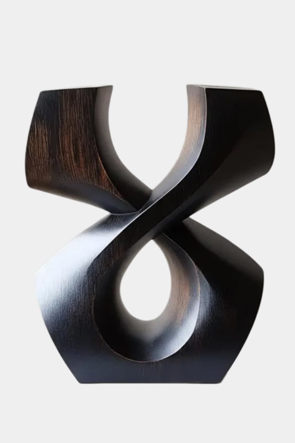 Dark Wood Abstract Sculpture | Infinity Loop Decoration Gift