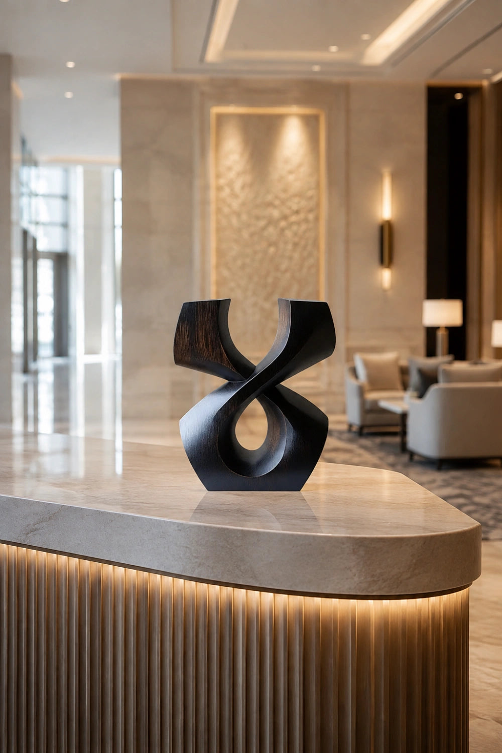 Dark Wood Abstract Sculpture | Infinity Loop Decoration Gift