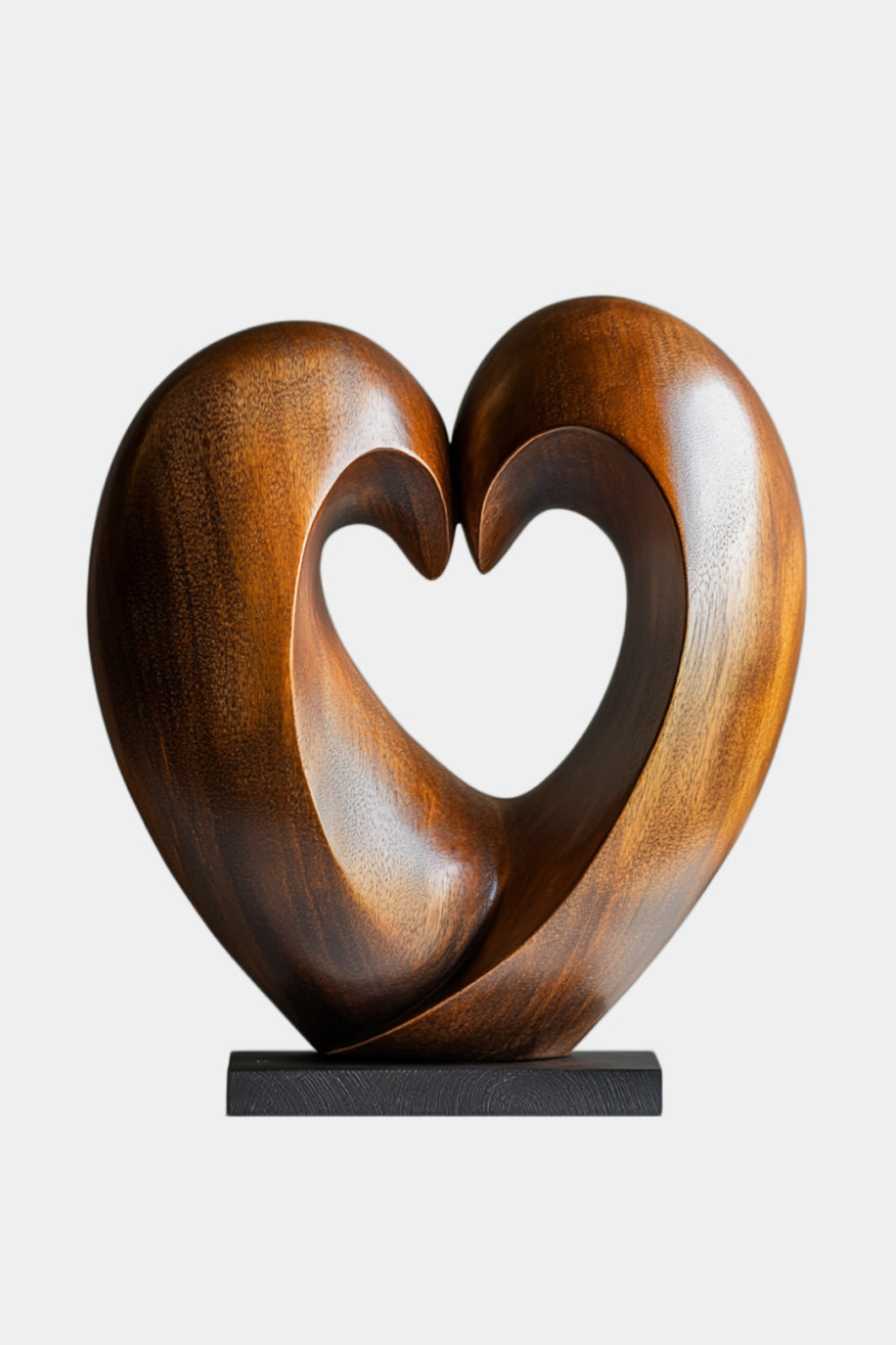 Wooden Heart Sculpture | Abstract Love Statue 5th Anniversary Gift