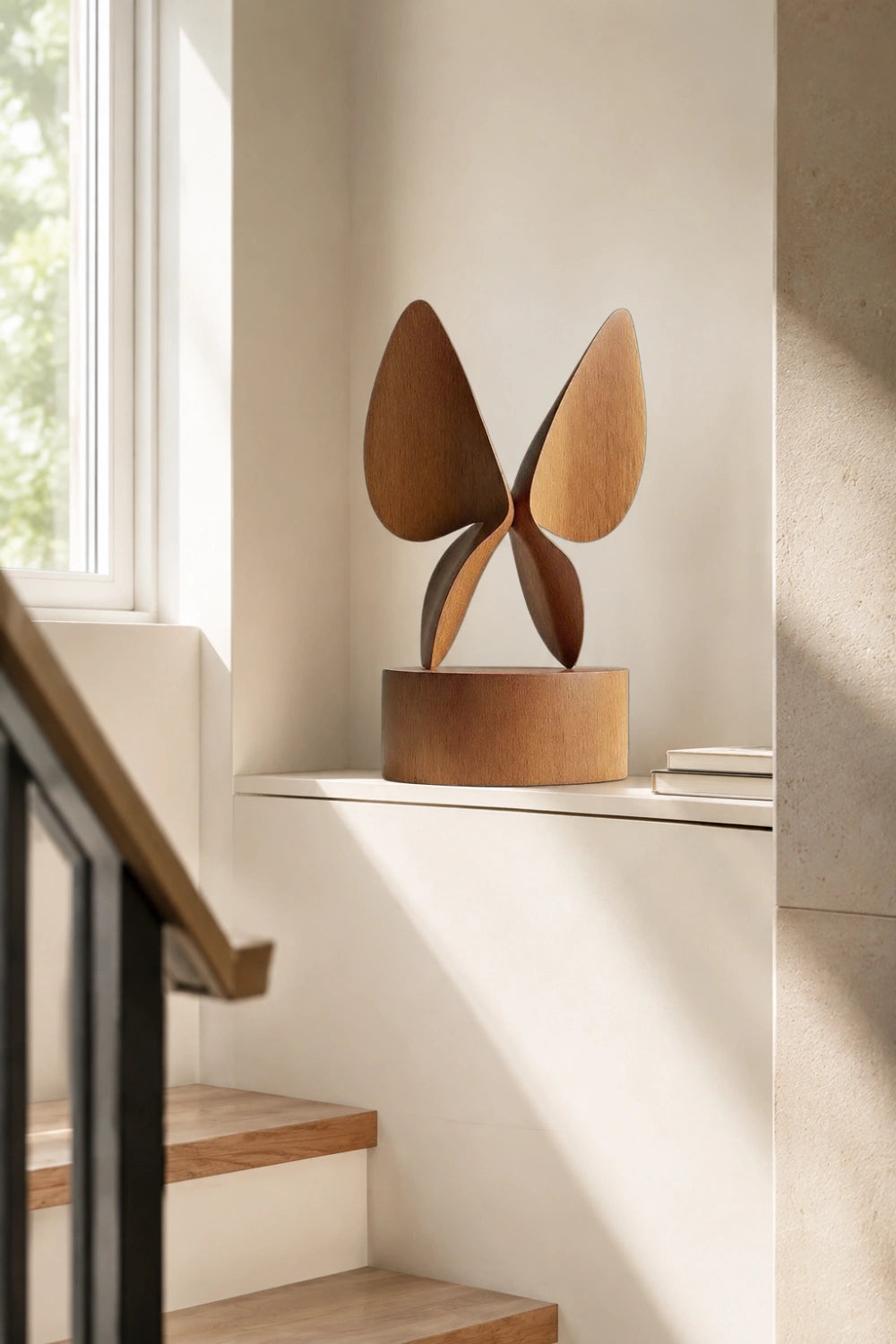 Wooden Butterfly Sculpture | Mid-Century Modern Table Accent