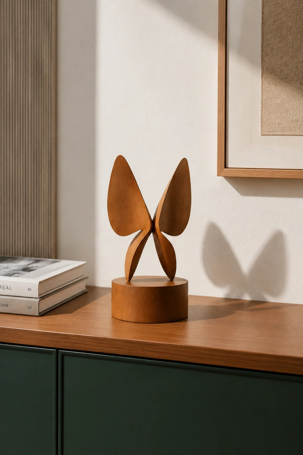 Wooden Butterfly Sculpture | Mid-Century Modern Table Accent