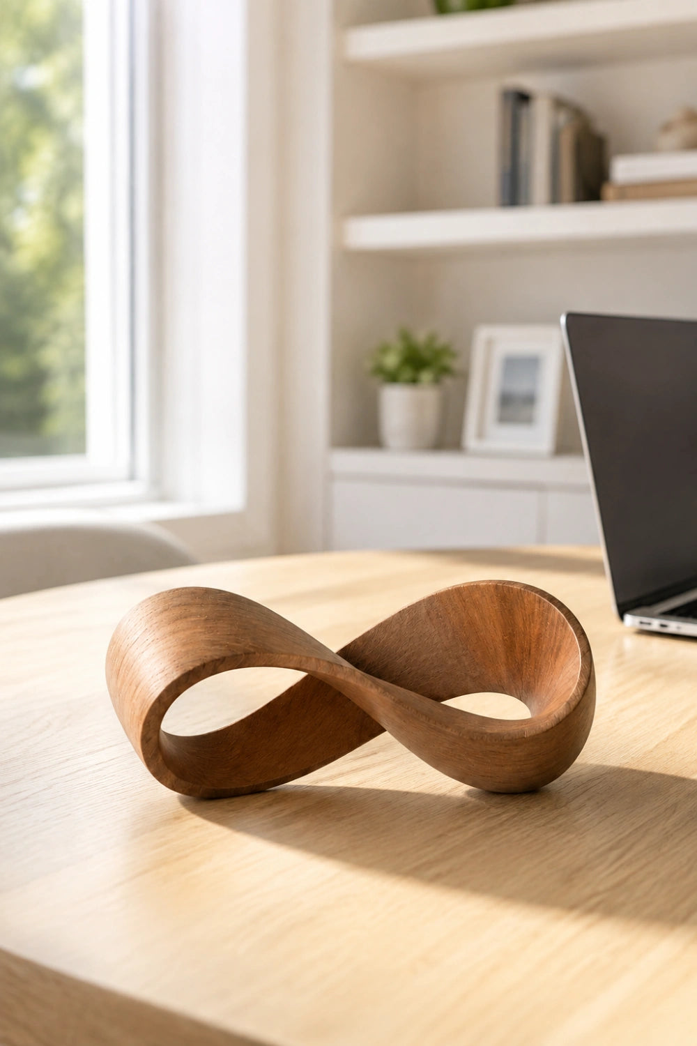 Wooden Infinity Loop Sculpture | Abstract Mobius Strip Art