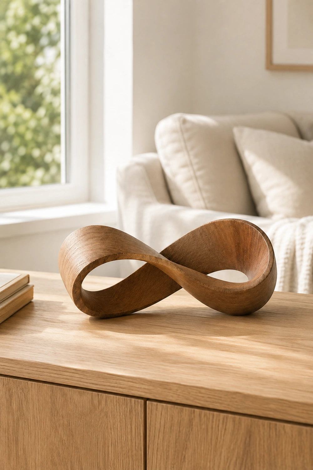 Wooden Infinity Loop Sculpture | Abstract Mobius Strip Art