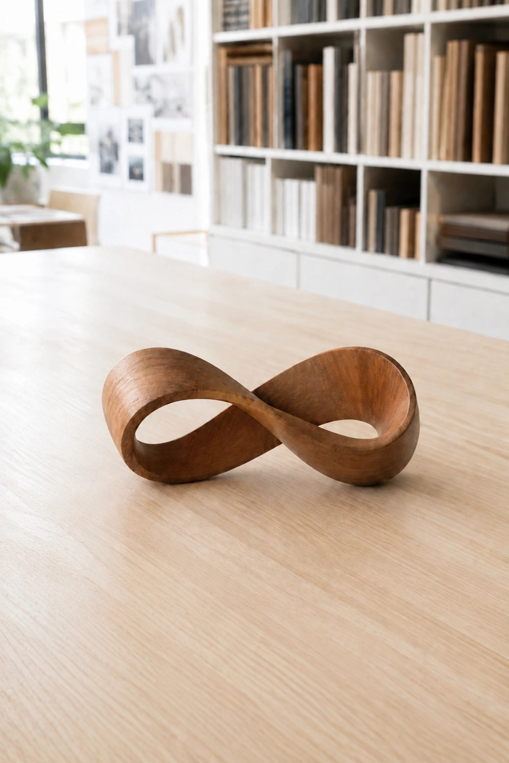 Wooden Infinity Loop Sculpture | Abstract Mobius Strip Art