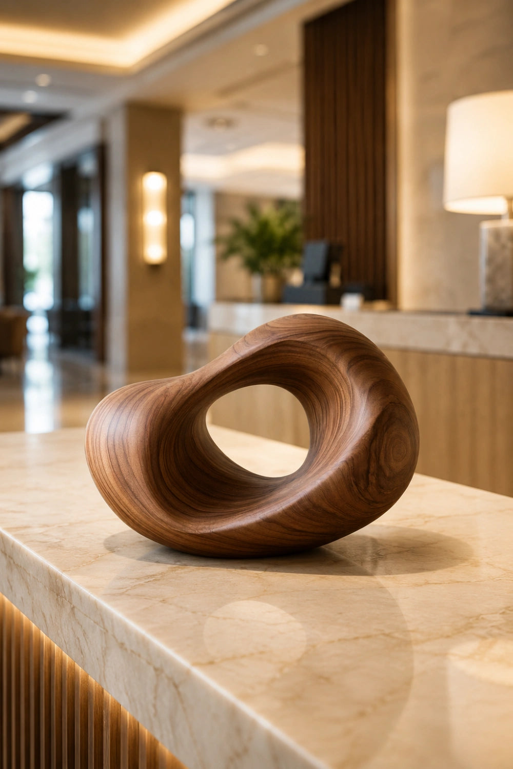 Organic Modern Wood Sculpture | Abstract Hollow Ring Decor