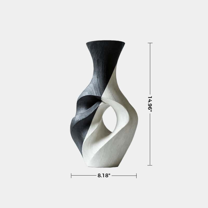 Abstract Wooden Vase Sculpture Handcrafted Modern Sculptural Home Décor