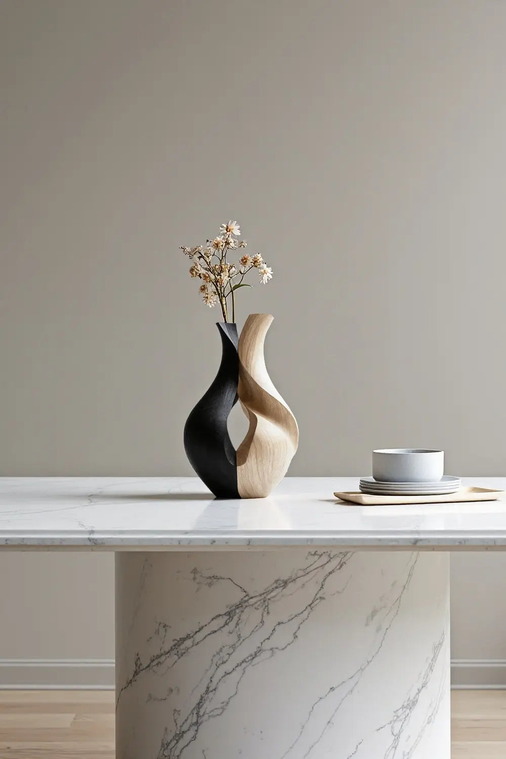 Handcrafted Wooden Vase Sculpture Modern Abstract Wood Art Home Decor