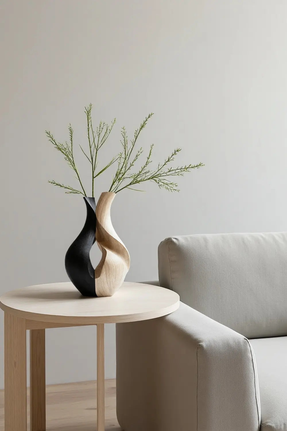 Handcrafted Wooden Vase Sculpture Modern Abstract Wood Art Home Decor