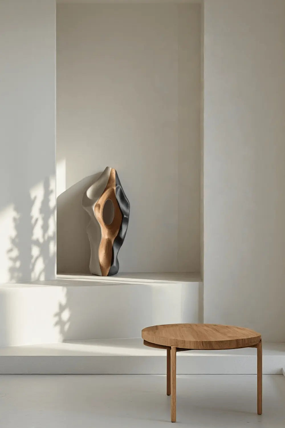 Abstract Wooden Vase Art Hand Carved Modern Wood Sculpture Decor Art