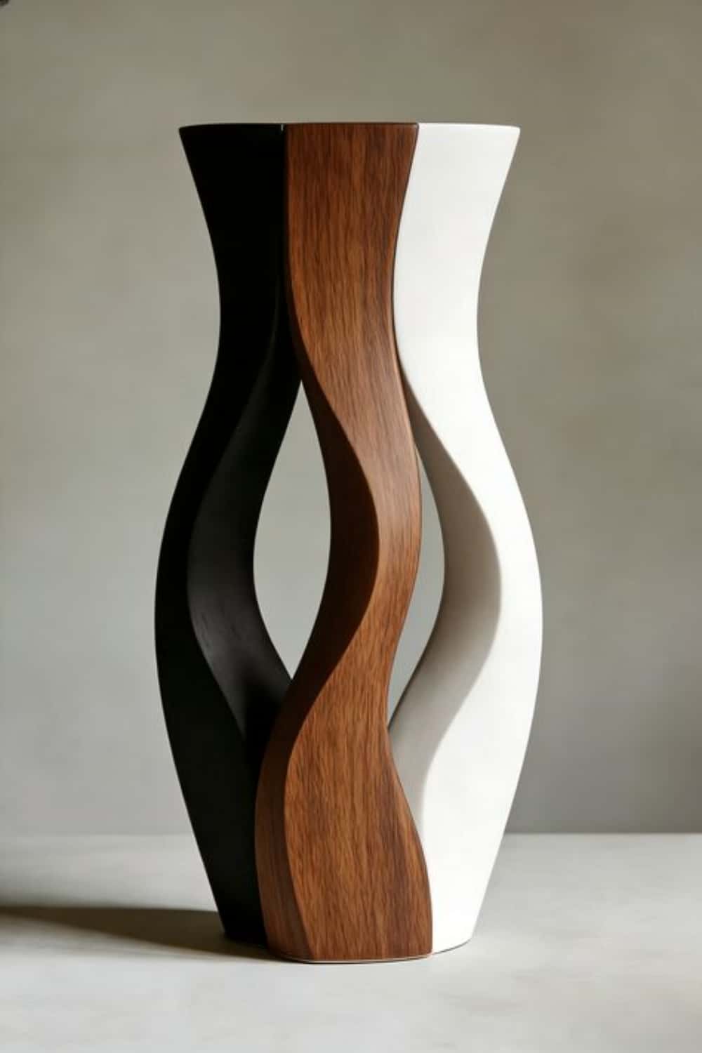 Modern Wood Vase Unique Handcrafted Decorative Wooden Flower Vase Deco