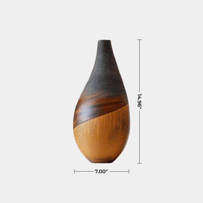 Organic Teardrop Wood Bud Vase Sleek Natural Grain Minimalist Tabletop Decor