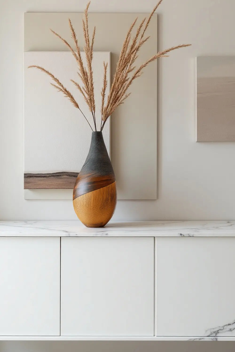 Organic Teardrop Wood Bud Vase Sleek Natural Grain Minimalist Tabletop Decor