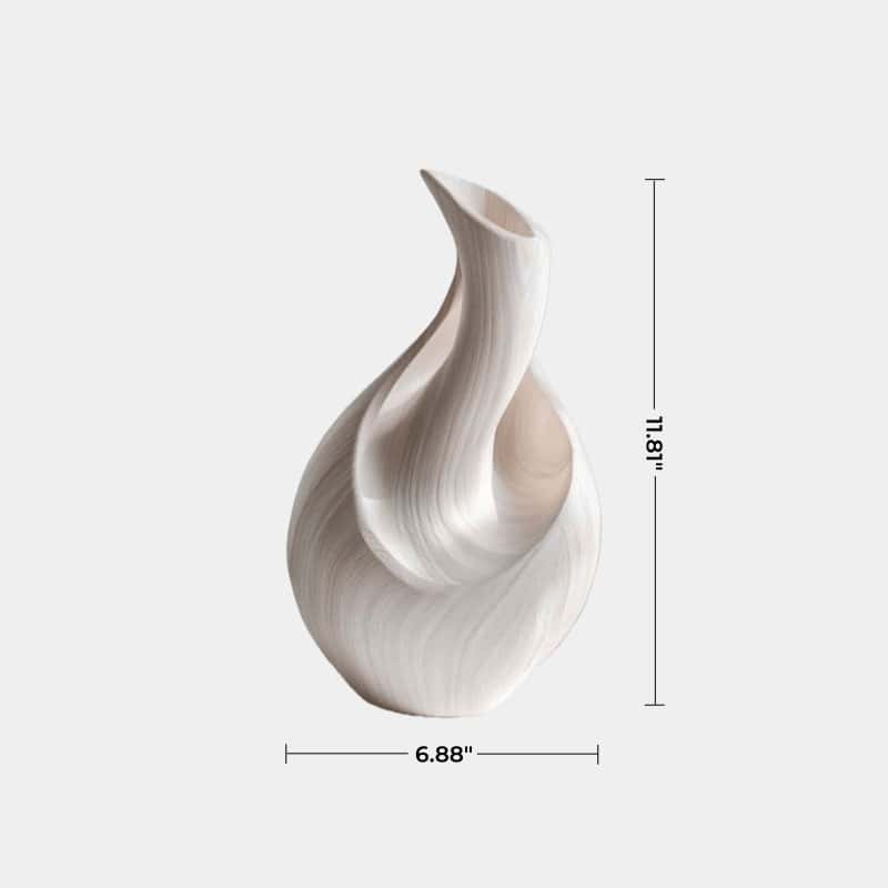 Elegant Spiral White Wood Vase Fluid Organic Decorative Vase for Home Decor