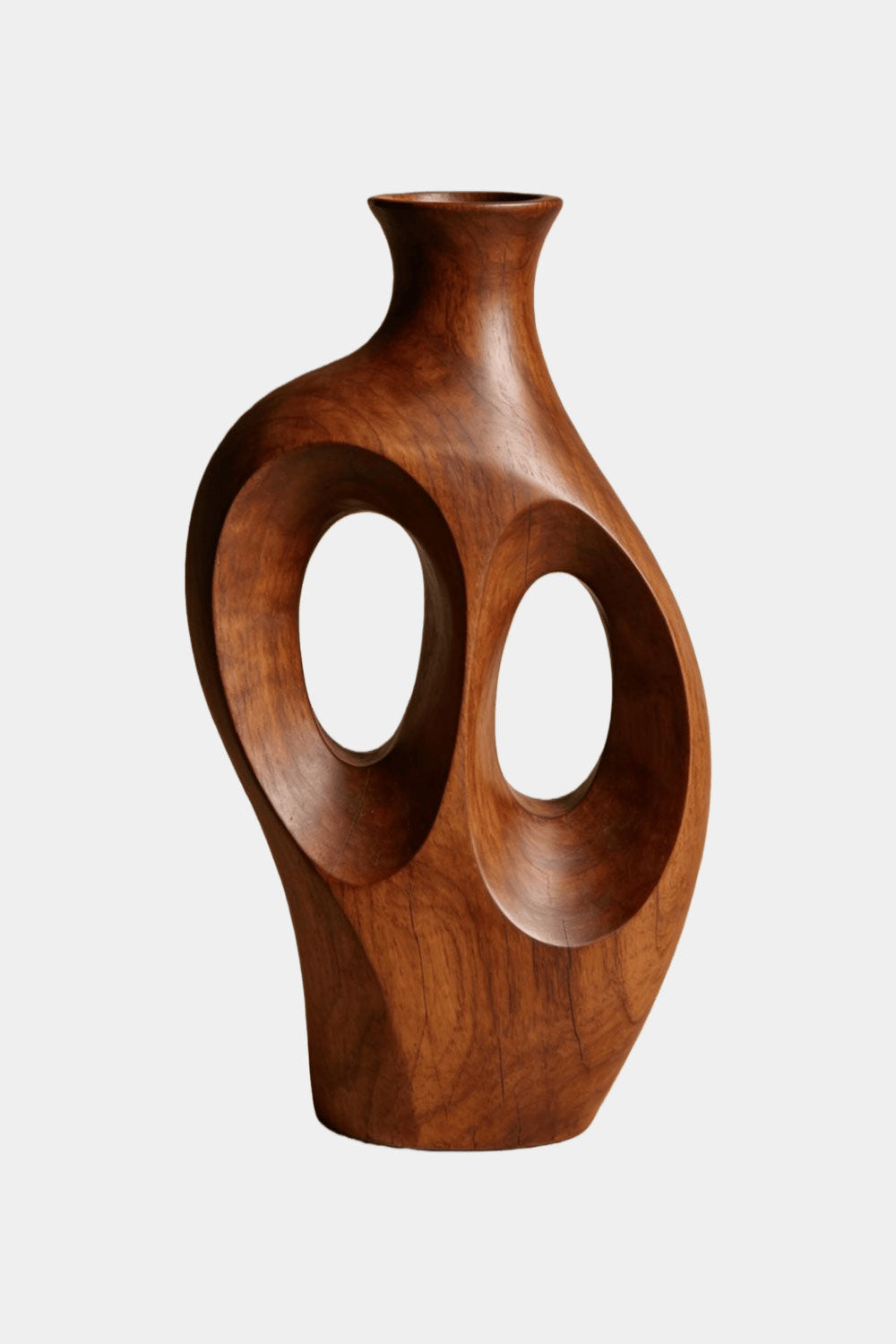 Decorative Solid Wood Vase Modern Abstract Floral Holder for Minimalist Home Decor