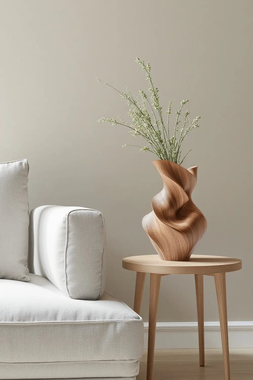 Unique Organic Swirl Wood Vase | Twisted Natural Solid Wood Vase for Home Decor