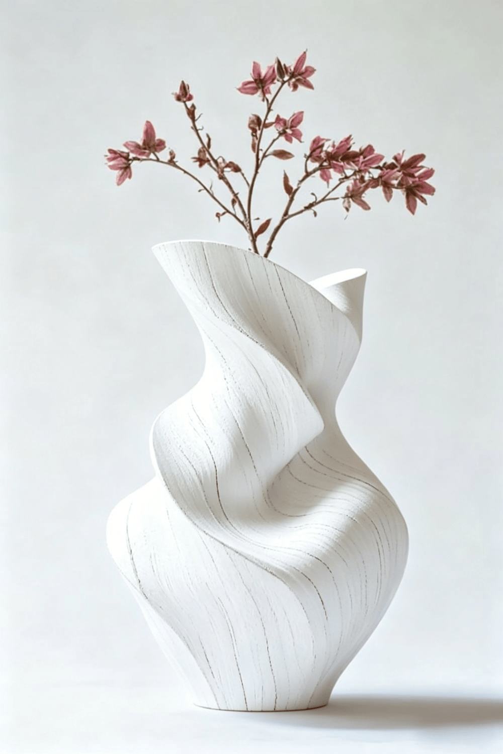 Unique Organic Swirl Wood Vase | Twisted Natural Solid Wood Vase for Home Decor