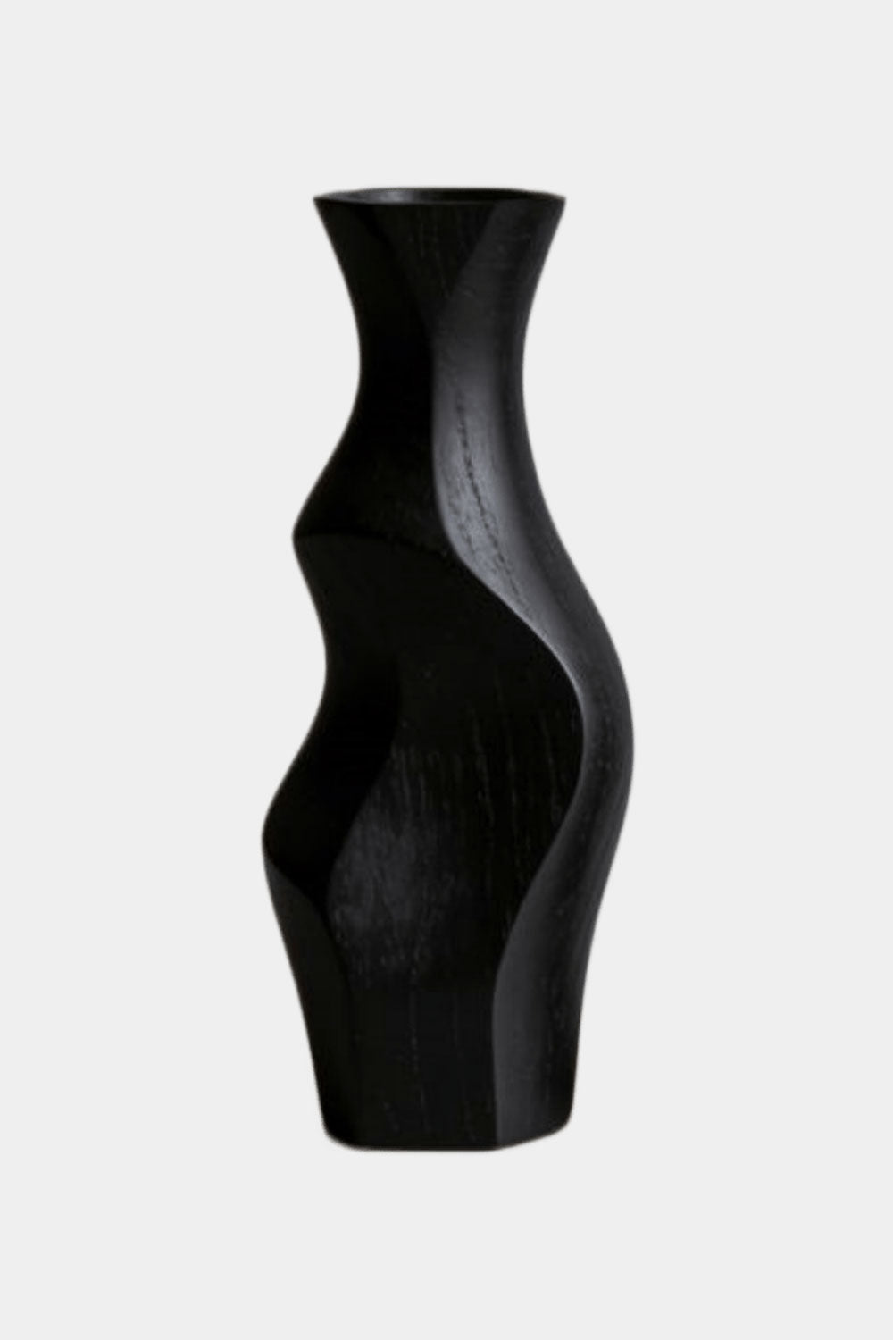 Modern Black and White Wood Vase Set Sleek Wavy Decorative Flower Vase Pair