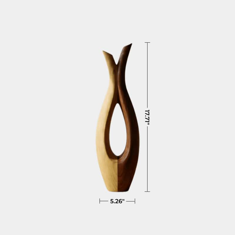 Minimalist Wood Bud Vase Elegant Two Tone Solid Wood Decorative Piece