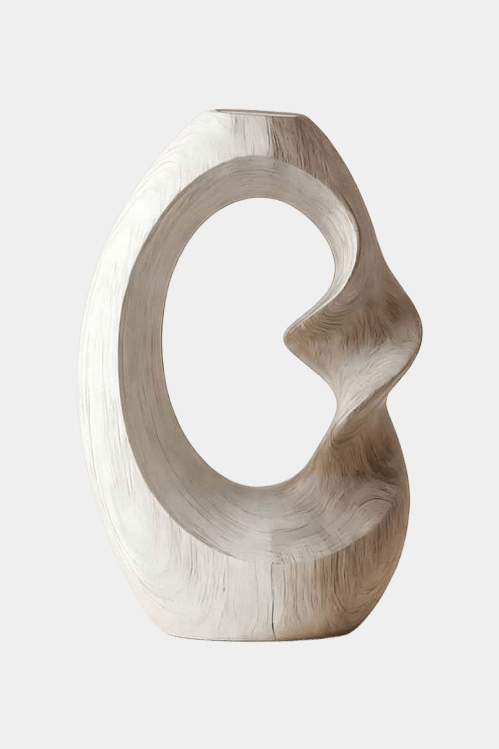 Unique Circular Wood Vase Sculpture Hand Finished Sculptural Home Decor