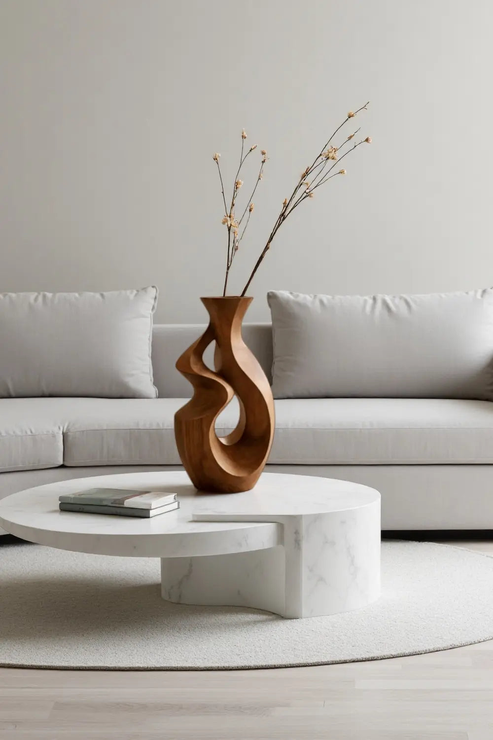 Minimalist Hollow Wood Vase Sculpture Handcrafted Solid Wood Home Decor Piece