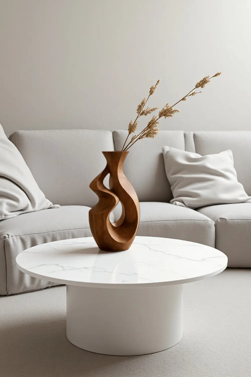 Minimalist Hollow Wood Vase Sculpture Handcrafted Solid Wood Home Decor Piece