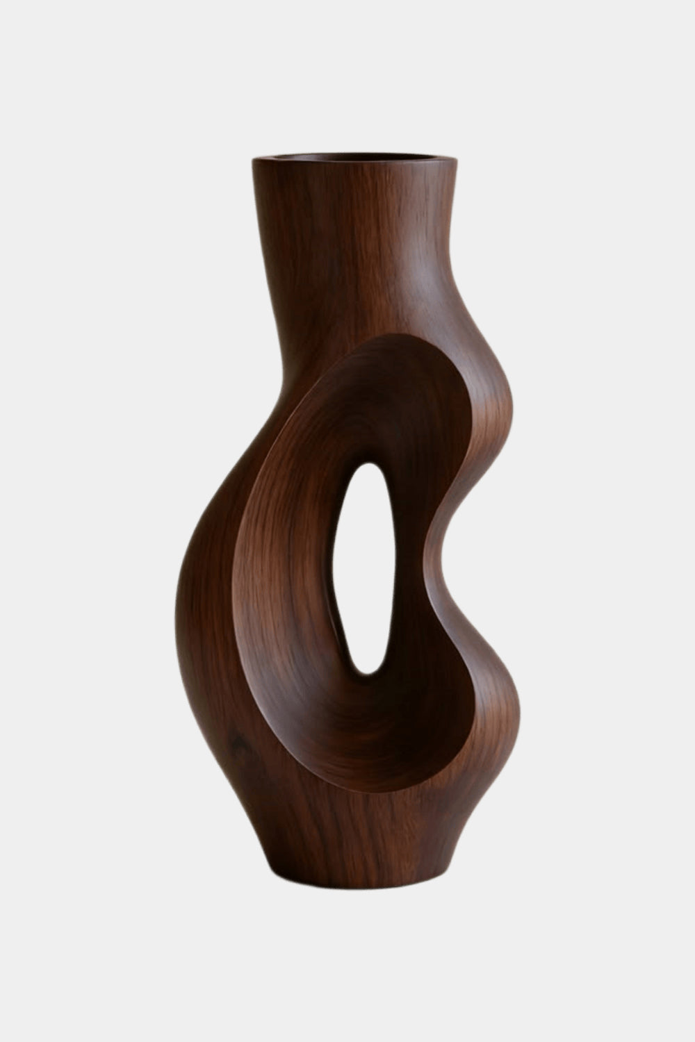 Modern Hollow Wood Sculpture Vase Unique Negative Space Art for Home Decor