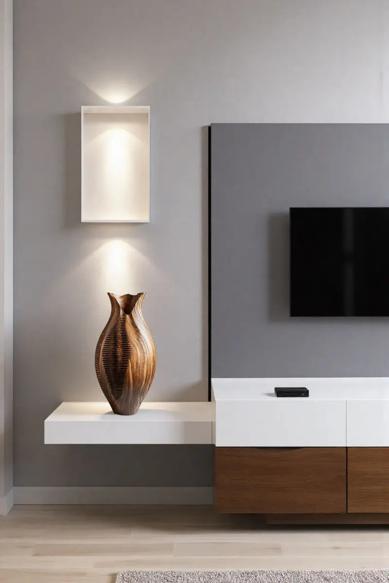 Artisanal Textured Wood Vase Sculpture | Unique Gift for Home Decoration