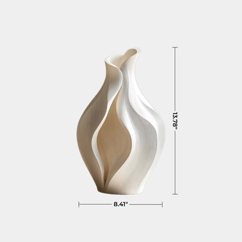 Artistic Sculptural Wood Vase | Modern Layered Wave Home Decor & Gift
