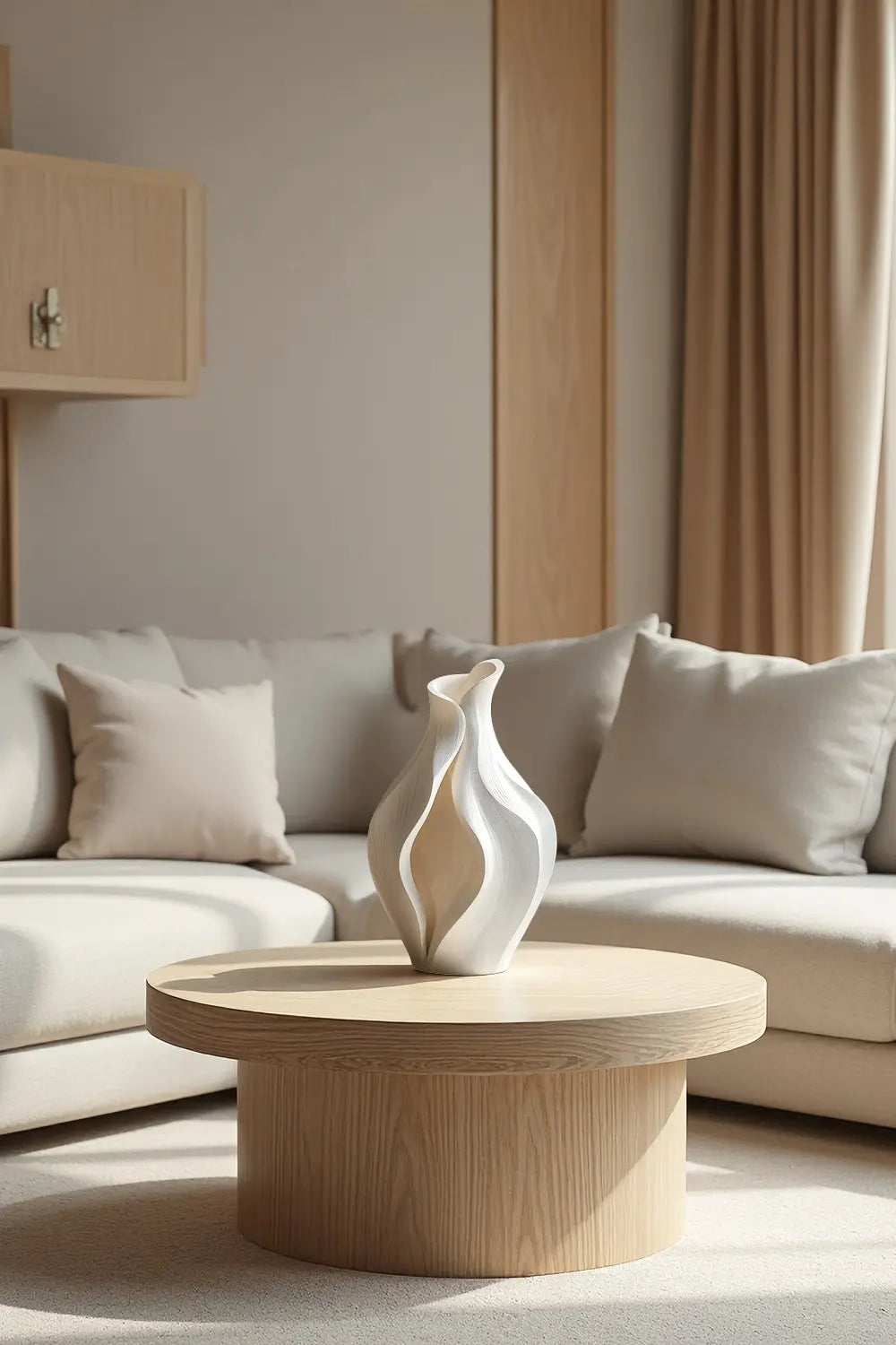 Artistic Sculptural Wood Vase | Modern Layered Wave Home Decor & Gift