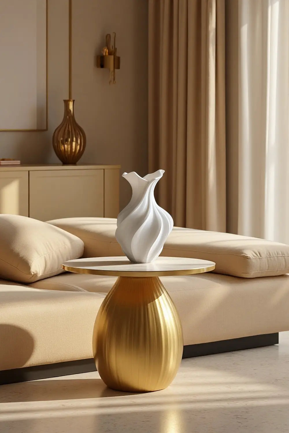 Artistic Sculptural Wood Vase | Modern Layered Wave Home Decor & Gift