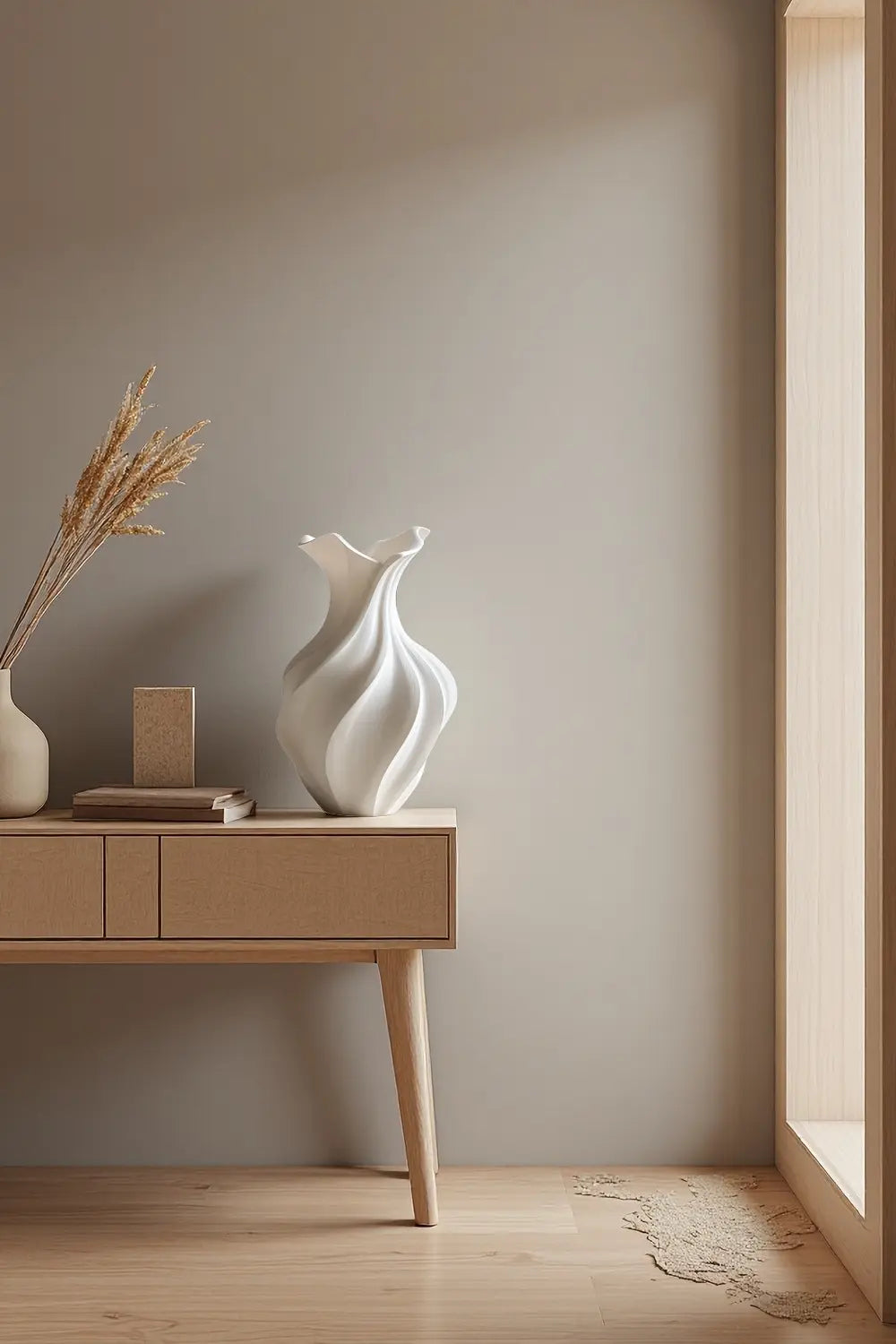 Artistic Sculptural Wood Vase | Modern Layered Wave Home Decor & Gift