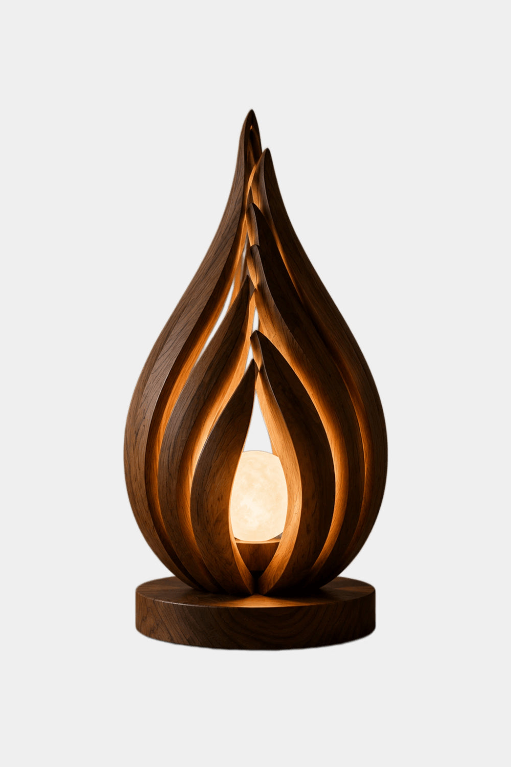 Lotus Bud Wooden Art Lamp | Sculptural Petal Mood Light for Home Decor