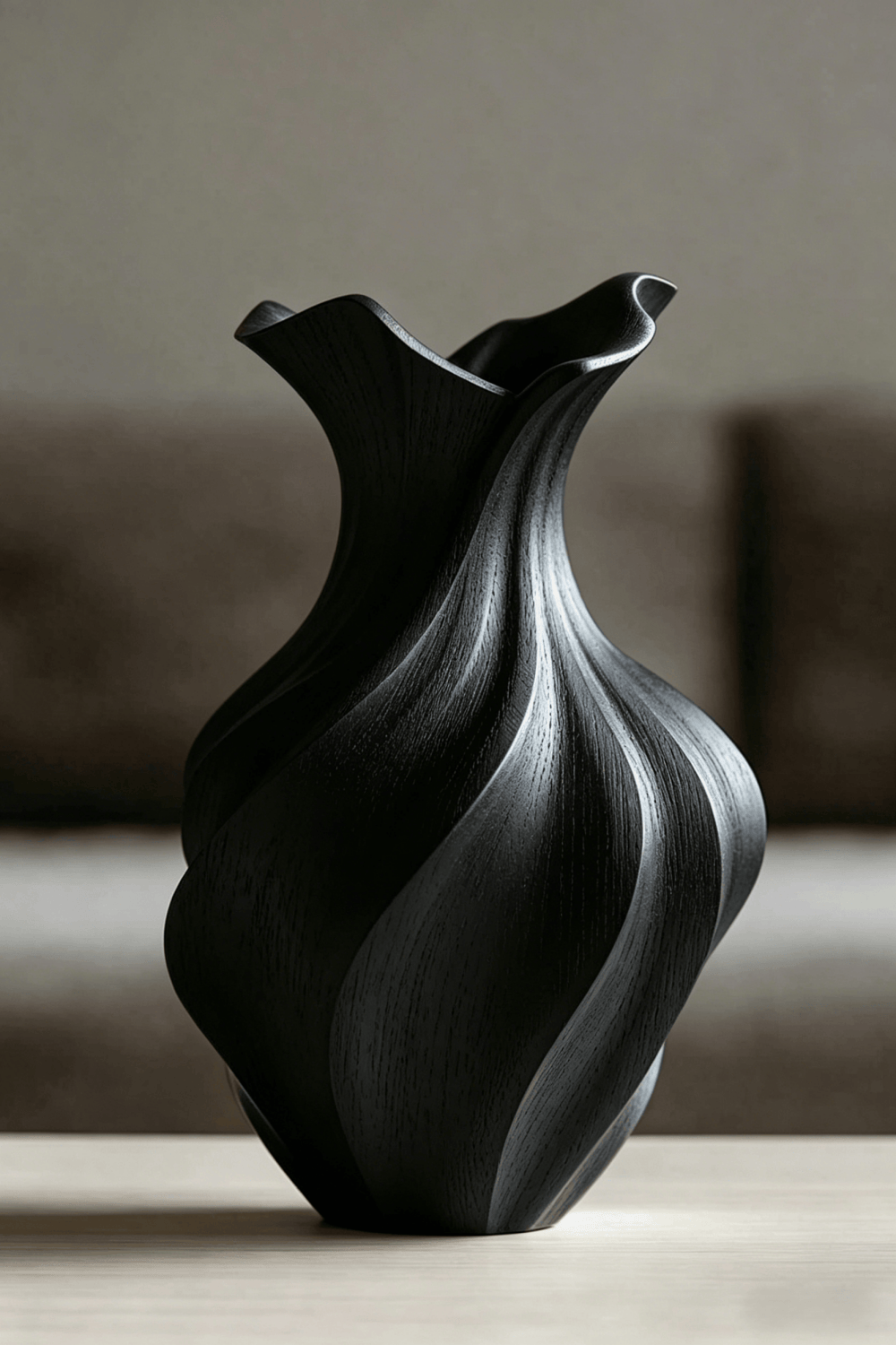 Artistic Sculptural Wood Vase | Modern Layered Wave Home Decor & Gift