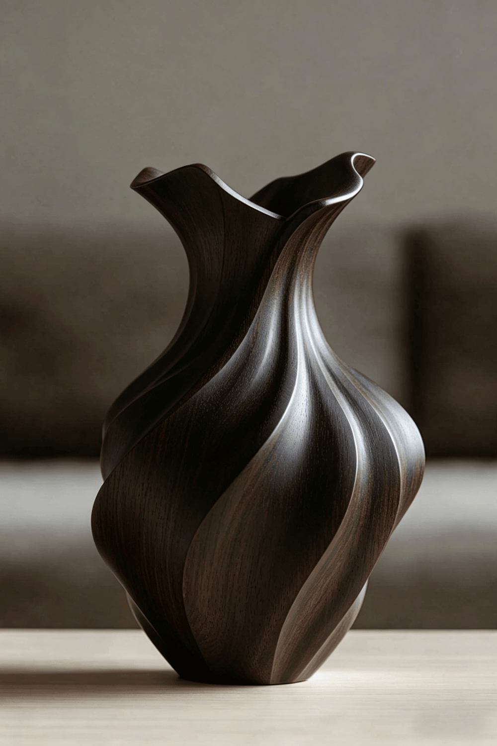 Artistic Sculptural Wood Vase | Modern Layered Wave Home Decor & Gift