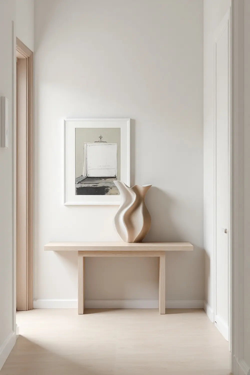 Wood Sculptural Rippled Wood Art Vase | Elegant Modern Home Decor Gift