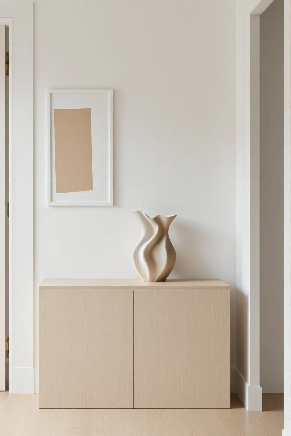 Wood Sculptural Rippled Wood Art Vase | Elegant Modern Home Decor Gift