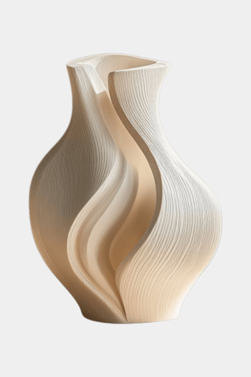 Curved Natural Wood Vase Sculpture | Organic Earthy Accent for Shelf Decor